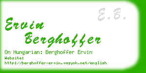 ervin berghoffer business card